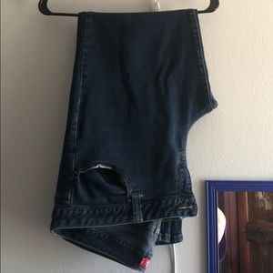 Dark wash low rise jeans